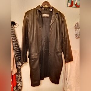 VINTAGE RARE Valerie Stevens Long Black New Zealand Lambskin Leather Jacket